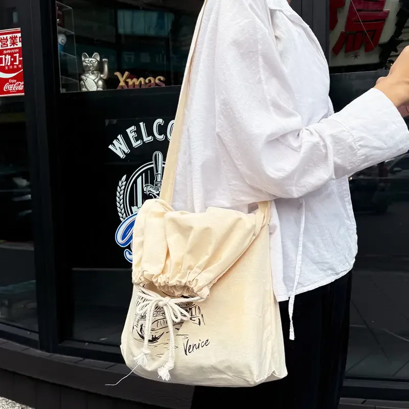 Cotton Drawstring Shoulder Bag